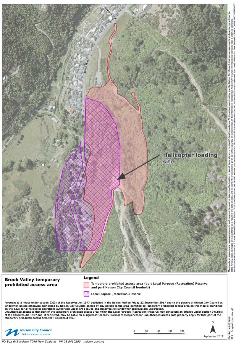 Brook Valley temporary prohibited access area map sep2017