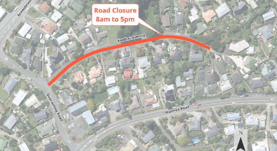 Map Road Closure Kowhai Avenue Fulton Hogan 18 Sep 2024