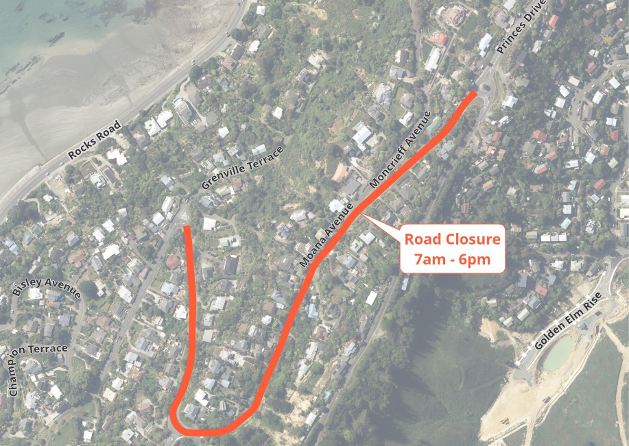 Map Road Closure Moana Avenue Fulton Hogan 15 Jan 2025 