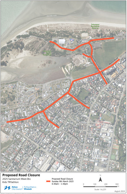 Map Road Closure Sanitarium Weet Bix Kids TRYathlon 9 Mar 2025 v2