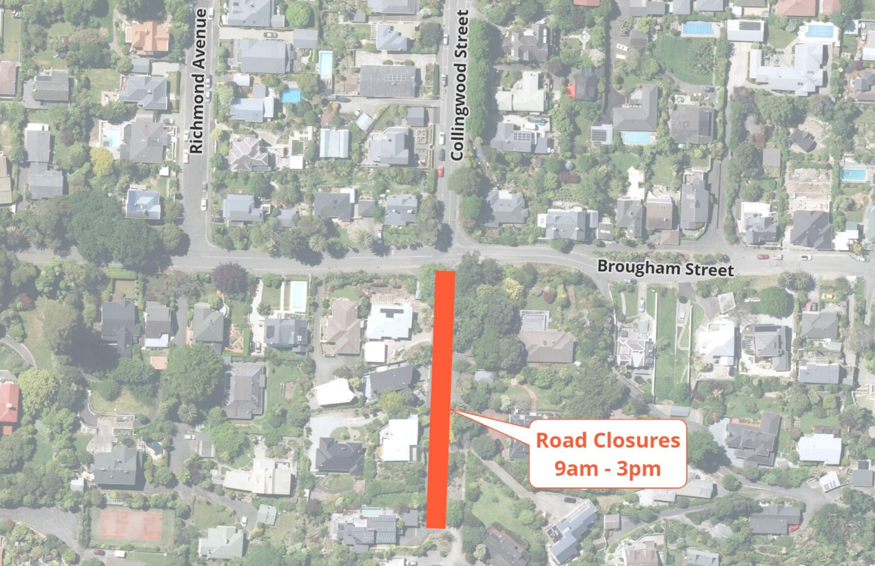 Map Road Closure Collingwood Street Nelmac 25 Feb 2025