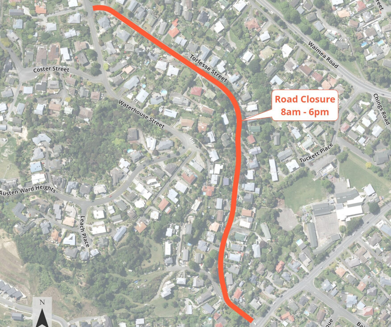 Map Road Closure Torlesse Street Nelmac 24 Feb 2025